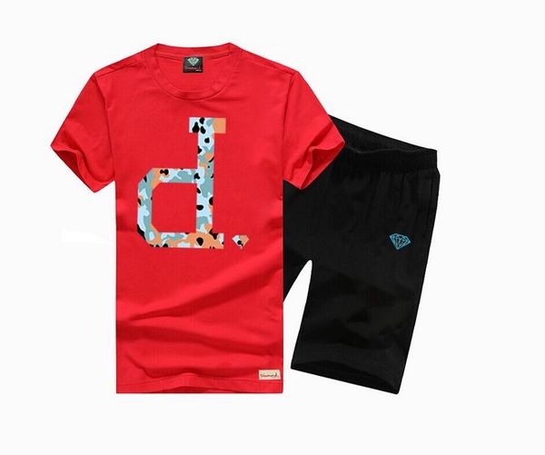 

5433 s-5xl casual o-neck diamond t-shirt +short suit summer skateboard hip hop t shirt men sport, White;black