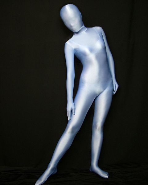 

silver blue full body spandex/lycra bodysuit zentai leotard suit size costumes fancy dresses, Black