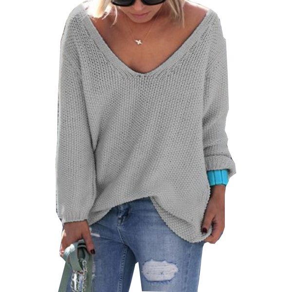

womens pullover sweaters 2018 deep v-neck quick sell sweater women europe united states loose clothing vestidos mmy69131, White;black