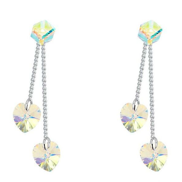 

сердце кристалл от swarovski elements длинные снижения мотаться серьги для ювелирных изделий способа женщин партии friendship подарок 19506, Silver