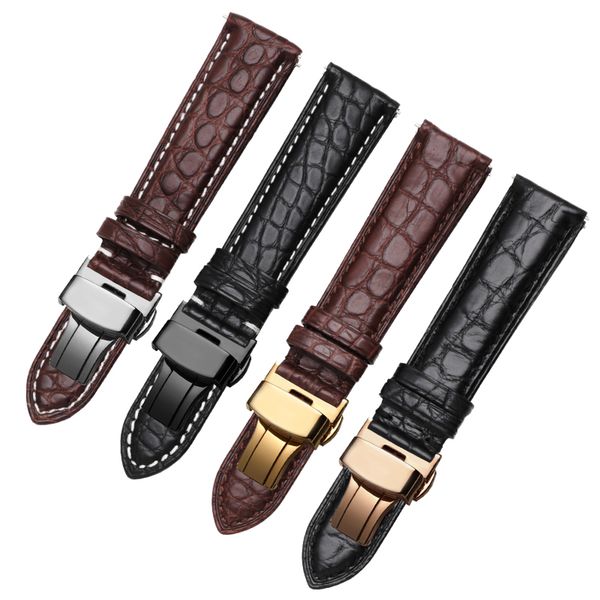 

quality genuine alligator watch band 20mm 22mm black brown leather strap for samsung gear s2/s3