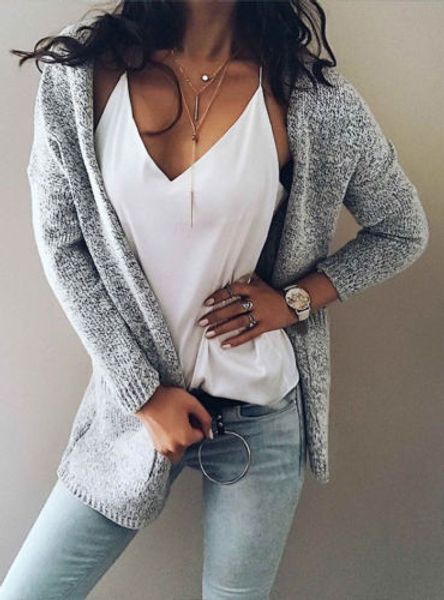 

fashion women's long sleeve oversized loose knit sweater casual ladies knitted jumper cardigan outwear coat plus size s-5xl, Black;brown