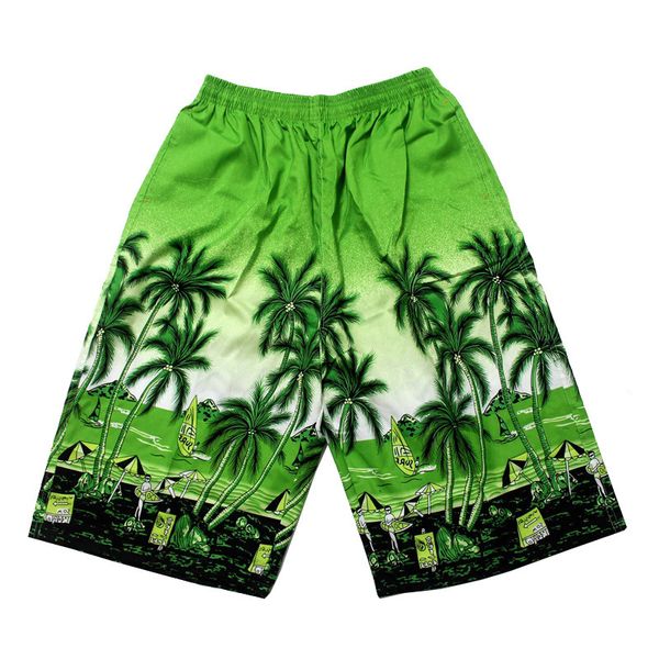 

leqemao quick dry beach shorts coconut print elastic waist boardshorts 2018 men fashion vacation loose short pants, White;black