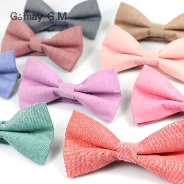 

new men's solid color cotton bow tie double candy-colored suit bowtie cotton double-deck bowties for man male neckwear, Black;blue