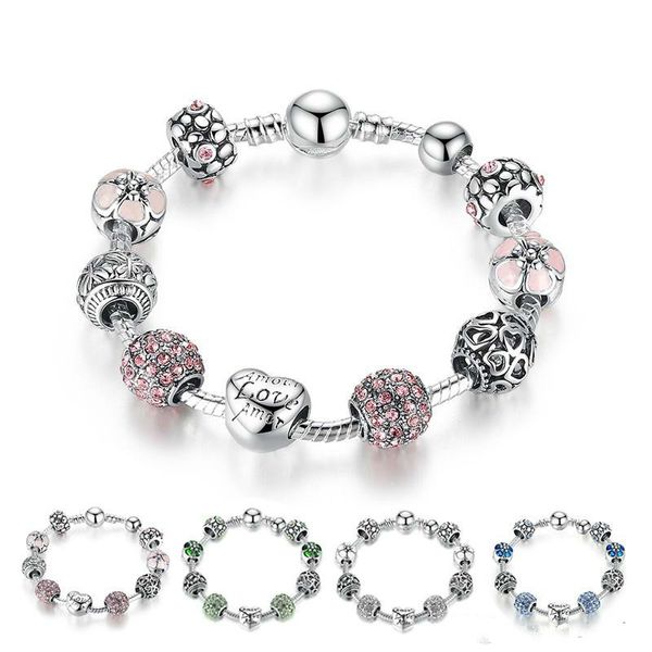 Favorito Na Venda Tibetano Grânulos de Prata Pulseira Encantos Grânulos De Vidro DIY Frisado Pulseira Fios Rosa Branco Azul Verde 4 Cores Opcional