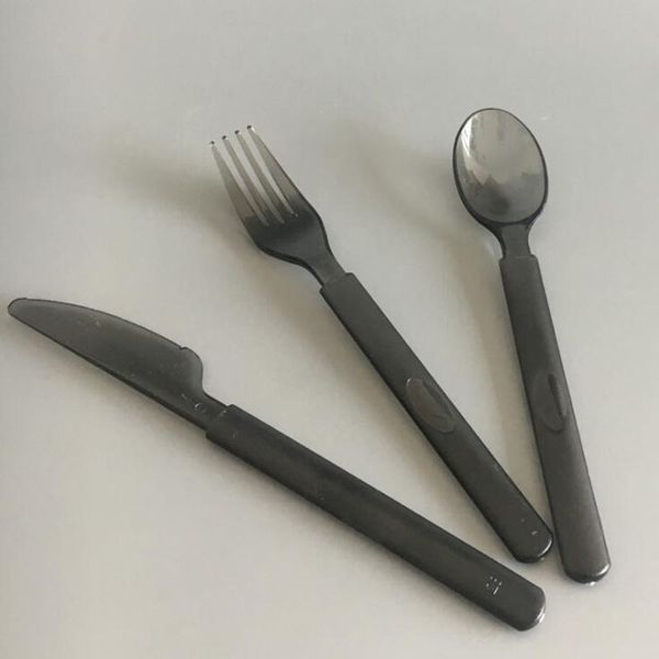 

translucent black food grade plastic spoon,extra thick knife and fork,party picnic tableware za6872