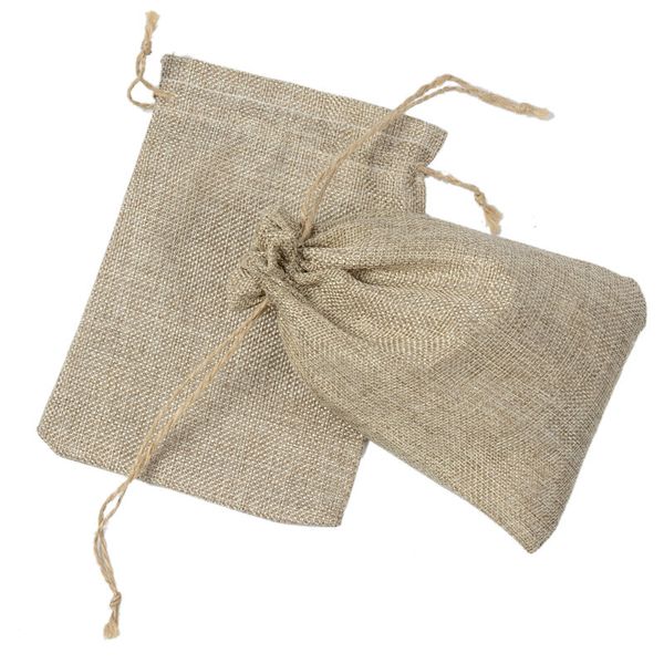 

double layer high quanlity natural linen drawstring bags 13*18cm gift hessian wedding favor bags jewelry pouch jute bags burlap package, Pink;blue