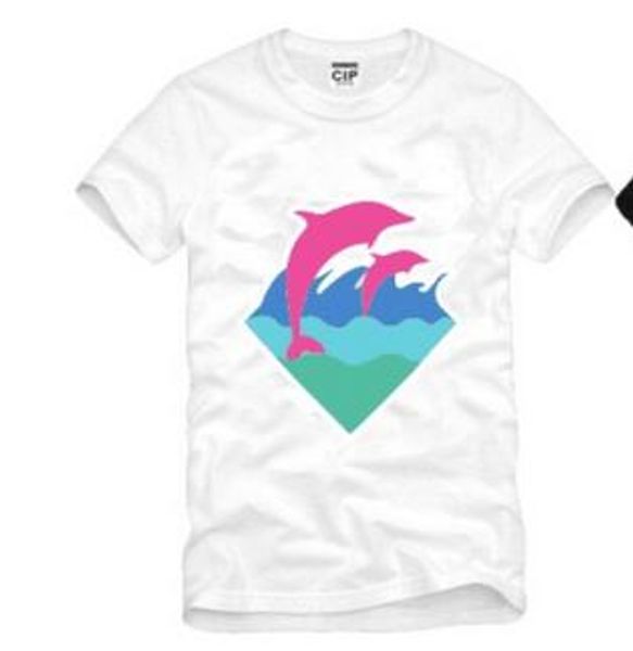 

Оптово-новый хлопок мужская футболка розовый дельфин одежда хип-хоп футболки фут