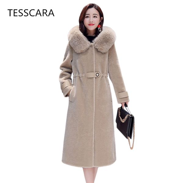 

women winter long warm jacket coat thick fur outwear office lady 2018 new fashion plus size slim pu elegant brand clothing, Black