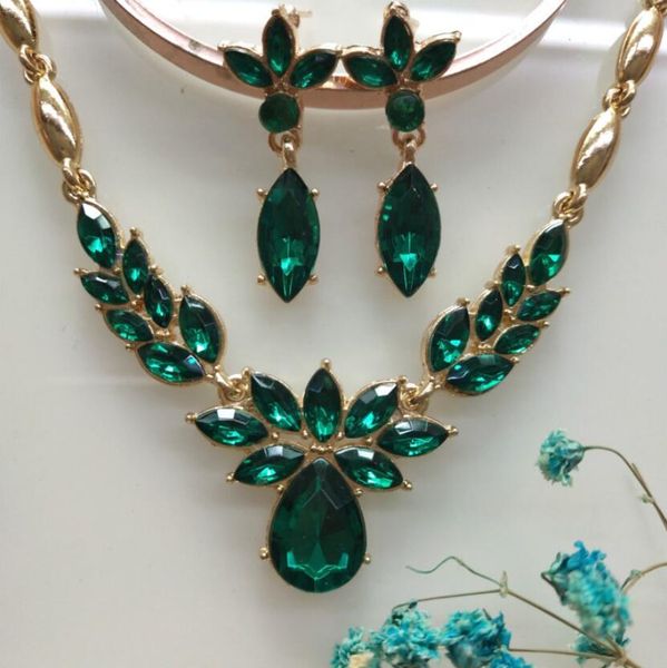 

jewelry sets crystal gold plated jewelry sets plants earrings necklaces simple for women fashion, Silver
