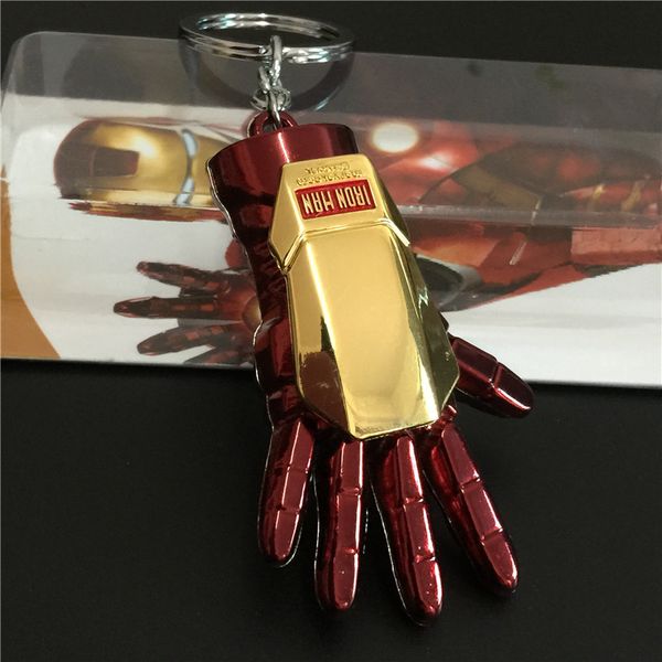 

iron man keychain keyrings accessories big hand key chains purse bag buckle car key holder souvenir jewelry, Silver