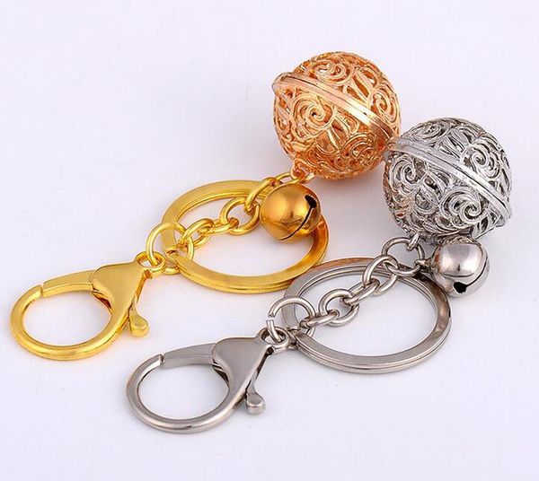 

womens ladies bell ball metal car keyring keychain, bag alloy charm pendant. key holder, Silver