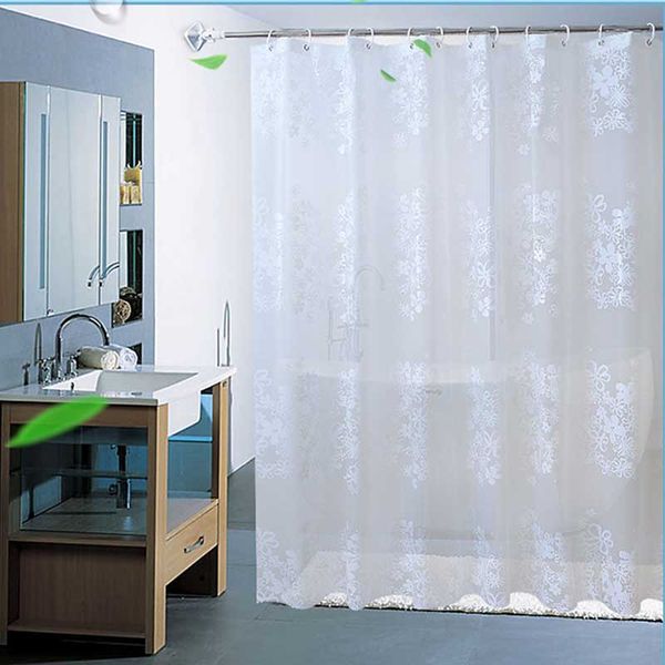 

white peva bath curtains flower eco-friendly waterproof mildewproof shower curtain bathroom product cortina ducha drop shipping