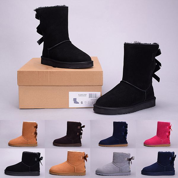 

popular winter bowtie wgg women's australia classic kneel half boots ankle boots black grey chestnut navy blue red women girl boots 36