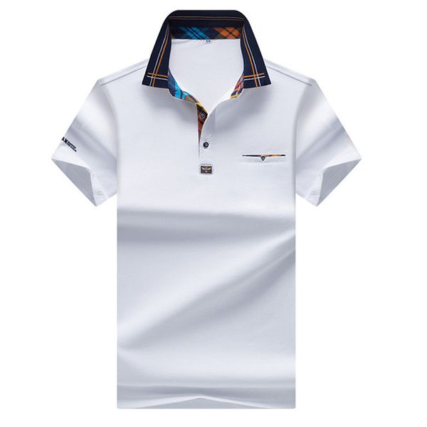 

Designer Men 'S Polo Shirt Fashion Hit Color Lattice Collar Casual Pure Color Paul Shirt Brand Polo Shirt Men 'S Clothing