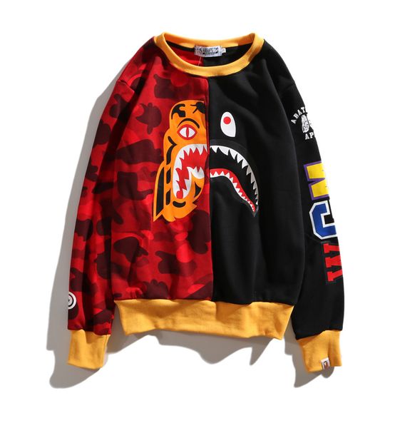 

Мода Мужчины Hoodies Бренд-дизайн Ape Shark Head Hoodies Мужчины с длинным рукавом Свитер Jogger Sp
