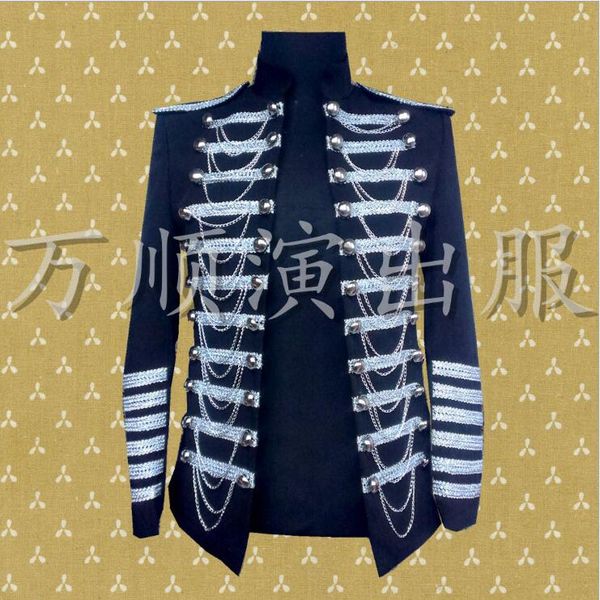 

2018 men's bar performance men's club singer gold lace stage costumes ds singer costumes xxs-6xl big size singer's costume, White;black