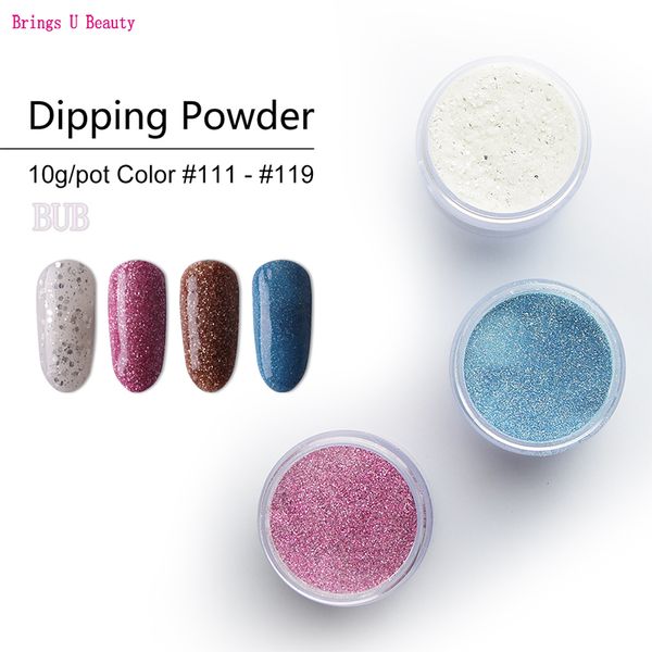 

10g/box glitter dipping powder without lamp cure nails sparkle dip powder gel nail beauty natural dry colors #105-#121, Silver;gold