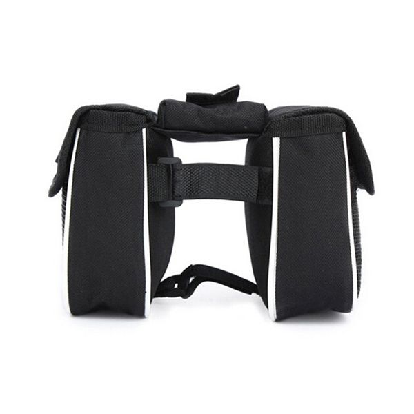 

bicycle bike cycling front frame tube handlebar pannier double pouch phone bag have mesh pockets new a30
