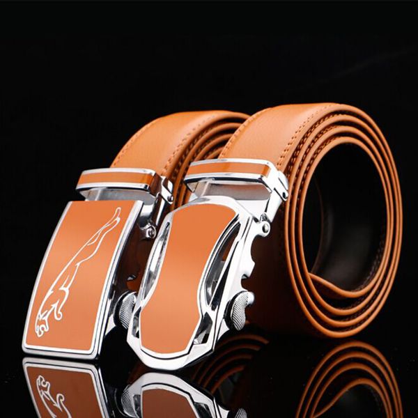 

designers cowhide enuine leather automatic buckle belt for mens high quality ceinture homme orange, Black;brown