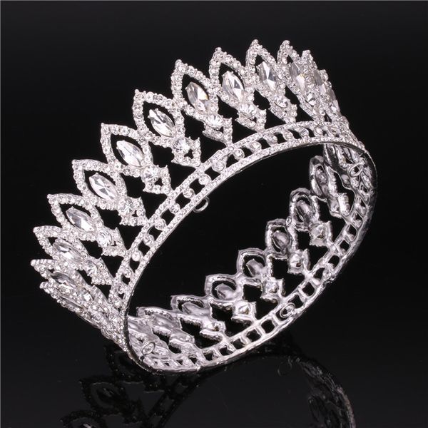 

bride tiara crown for women royal queen king diadem bridal wedding hair jewelry prom tiaras and crowns hair ornaments, Golden;white