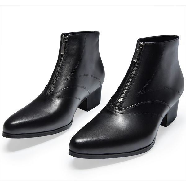 Women Booties High Heel Shoes Thick Pointed Boots Zipper Plain Shoes Women Booties High Heel Shoes Thick Pointed Boots Zipper Plain Shoes