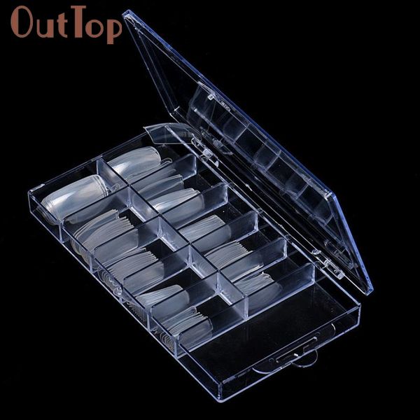 

100pcs acrylic false fake nail art fingernail full nail tips clear natural color 10 sizes 3feb7, Red;gold