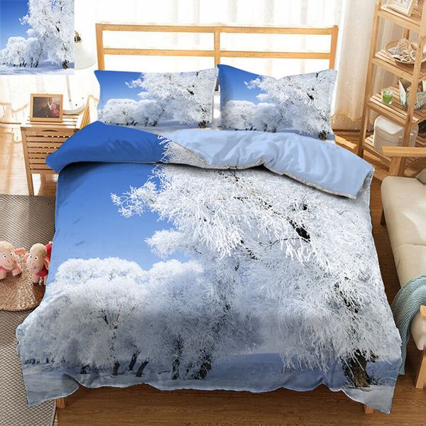 

twin king size  3d bedding sets bedsheet pillowcase bed cover white snowflake christmas tree california king flat sheet