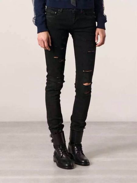 

Autumn Black Hole Casual Ripped Jeans Men Hip Hop Pants Men Slim Fit Skinny Denim Jeans Trousers