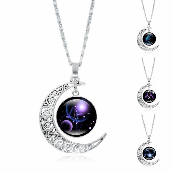 

charm jewelry new 12 constellations necklace leo pendant libra pisces symbol jewelry for women kids gift, Silver