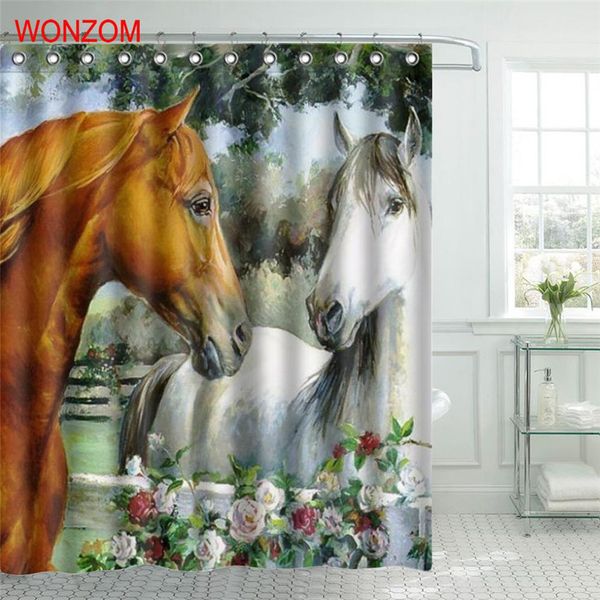 

wonzom horse polyester fabric shower curtain elephant bathroom decor waterproof animal cortina de bano with 12 hooks gift