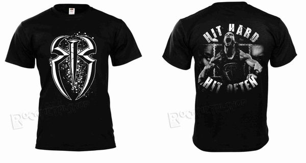 New Wrestling Roman Reigns Hit Hard Hit Often Mens Black T Shirt