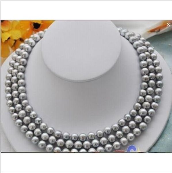 

2018 50inch 7-8mm south sea gray pearl necklace 14k yellow gold clasp, Silver
