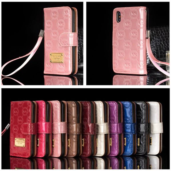 

For iphone xr wallet ca e luxury flip card lot pocket ca e with lanyard bright pu leather ca e cover for iphone x max x 8 7 6 6 plu