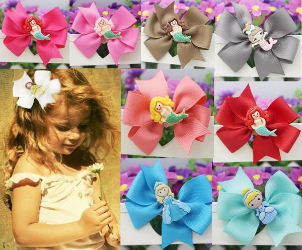 3inch Grosgrain Ribbon Hair Bows Hairpins Girls Boutique Pinwheel