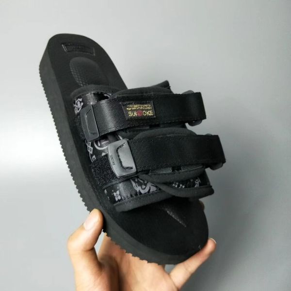 

2018 New Top Quality Red CLOT X SUICOKE OG-056STU MOTO-STU Summer Trip Fest Black silk Sole Sandal Slides SUICOKE KISEEOK-044V Slippers