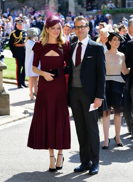 

Harry Megan Celebrity Evening Gowns Burgundy Half Sleeves Formal Party Wear Ankle Length Women Dresses Custom Made