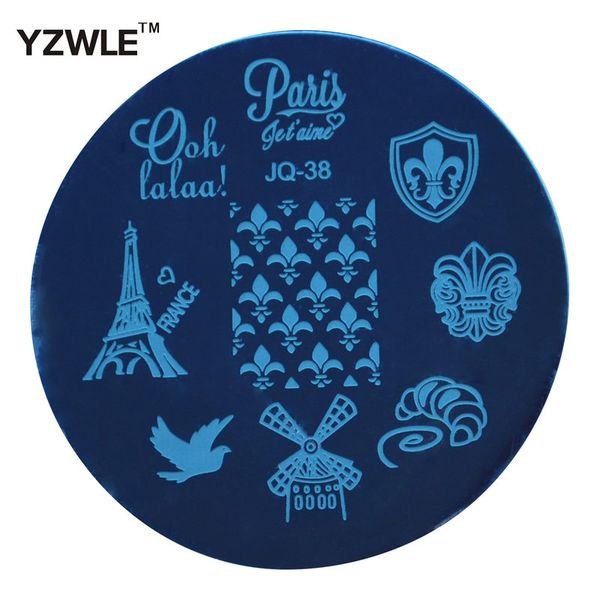 

yzwle 1 pcs stainless steel plate image stamp stamping plates diy manicure template nail polish tools (jq-38, White