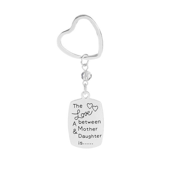 

mother daughter heart key chain the love between a mother and daughter is forever love hollow mom keychain gift for her, Slivery;golden