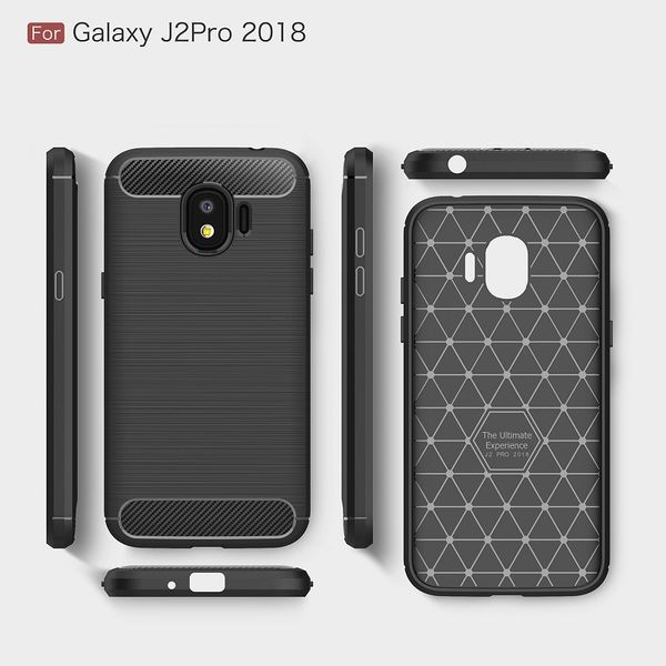 Casos de telefone celular para samsung galaxy j2pro 2018 tpu fibra de carbono caso resistente para j2pro 2018 capa frete grátis dhl