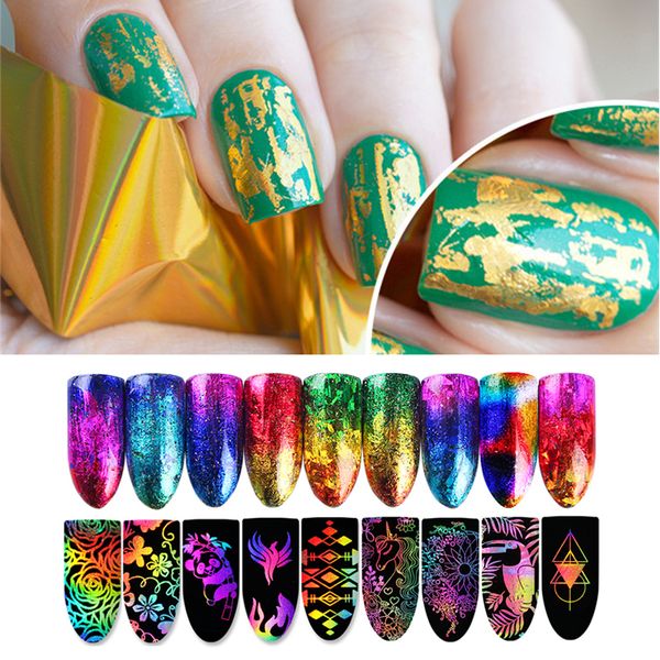 

laser holographic starry nail foil paper gold silver manicure nail art sticker 4*10cm nail decorations accessories, Black