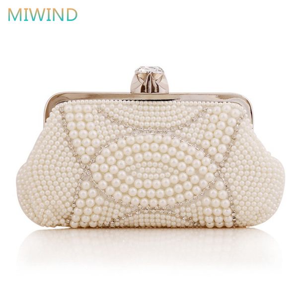 

miwind bolsas 2017 women bag simulated pearl diamond wedding clutch bag hobos purses and handbag ladies evening eb22