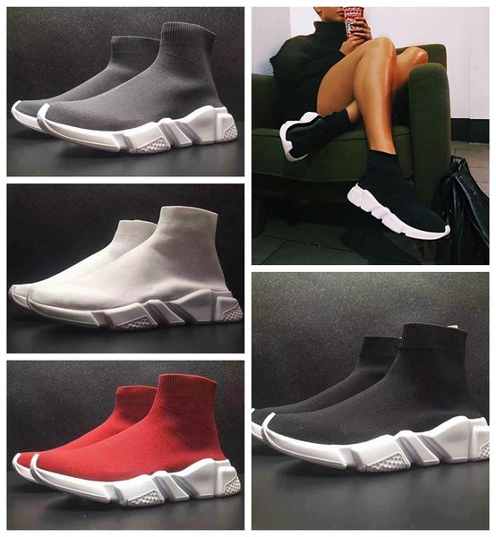 

new speed sock speed trainer shoes for men and women sports shoes speed stretch-knit mid size eur 36-44, Black