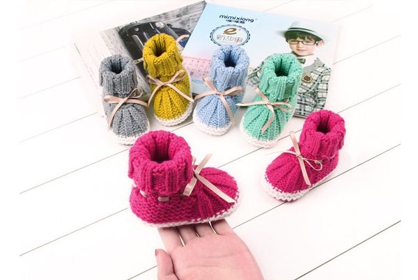 

newborn baby girl bowknot winter warm first walkers autumn infant toddler crochet prewalker boots soft sole boy shoes cute 0-24m