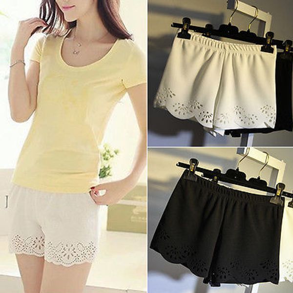 

wholesale- 2015 summer womens pants casual short pants high waist beach party shorts, White;black