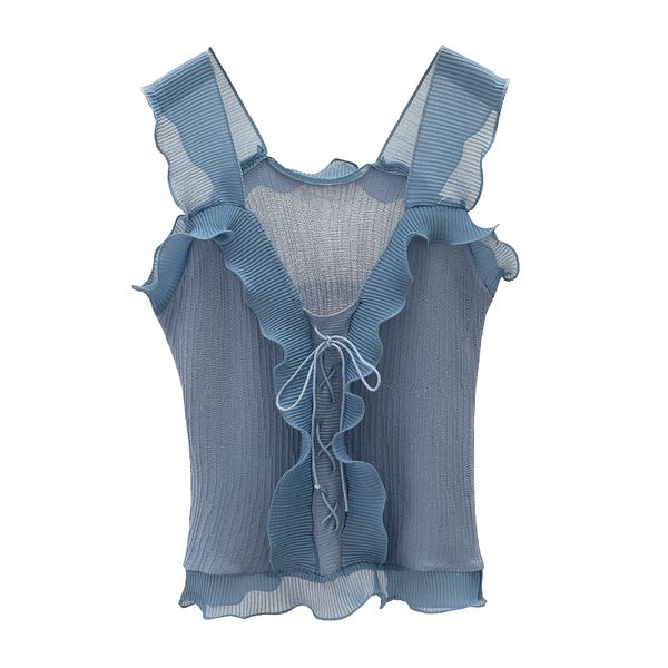 

lace crop 2018 crop women ruffles bow summer tank camis female vest, White
