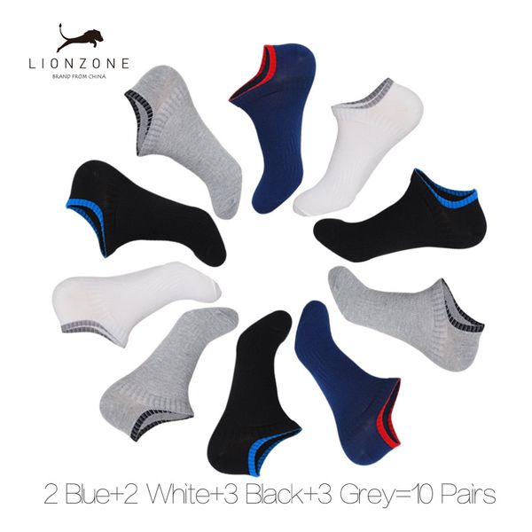 

lionzone 10pairs/lot boat socks men shallow mouth with silicone slip design invisible bamboo fiber socks breathable lot pack, Black