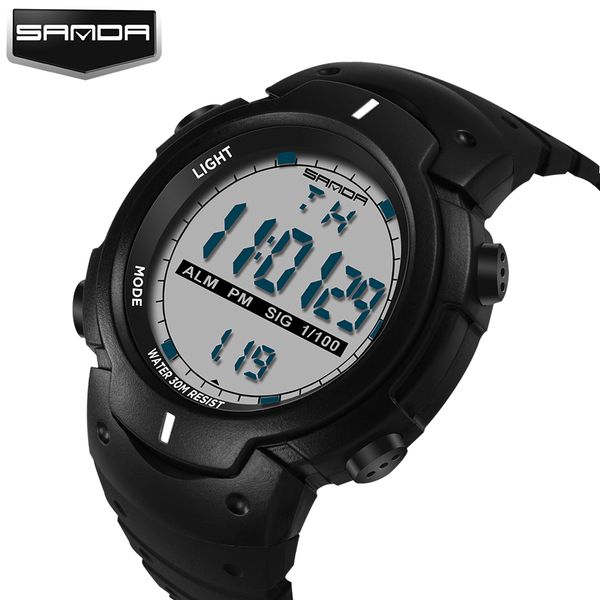 

2018 sanda multifunction army led digital watch for men ladies clock womens male wrist sport wristwatch saat, Slivery;brown