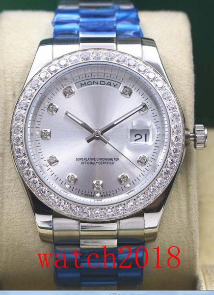 

Luxury Watch Mens 18kt White Gold Diamond Automatic Fashion Brand Men's Watch Wristwatch