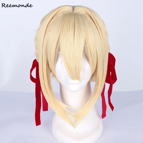 

anime violet evergarden cosplay costumes gilbert bougainvillea benedict blue red synthetic wigs hair for women men girls boys, Black